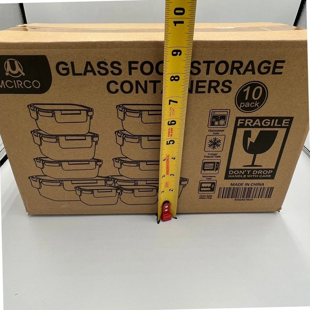 MCIRCO Food Storage Containers 10pc Clear New Glass Airtight Lids